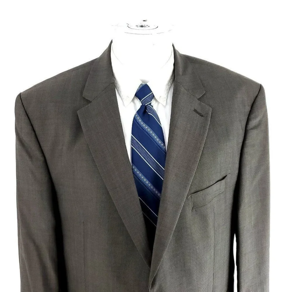 Savile Row Alexandre London Wool 2‎ Button Blazer 44R Beige Birdseye
